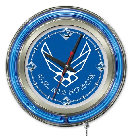 Neon game room clock with team logo