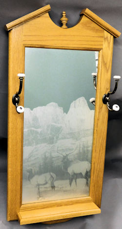 oak etched mirror